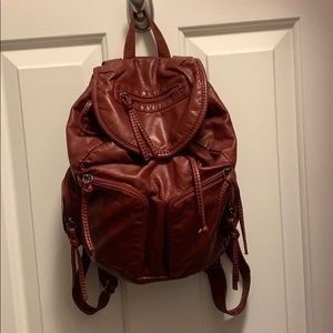 rusty red leather mini backpack